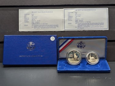 1986-S Liberty Silver Dollar & Clad Liberty Half Dollar in OGP w/ COA
