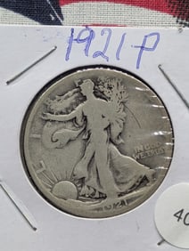 1921 P Walking Liberty Half Dollar, Key Date 90% Silver