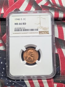 1946-S Lincoln Wheat Cent MS66 RD By NGC