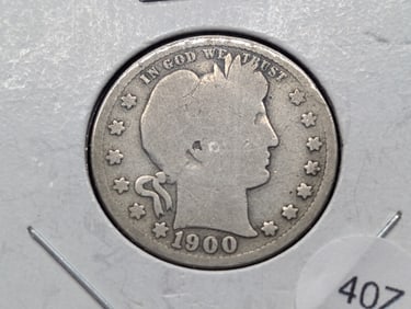 1900-S Barber Quarter, 90% Silver