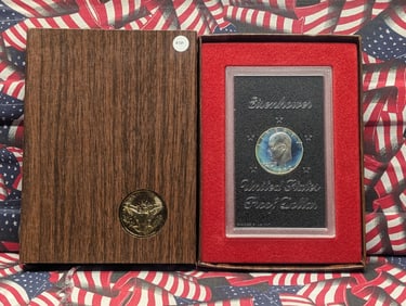 1972-S 40% Silver Proof Eisenhower Dollar in Brown Box