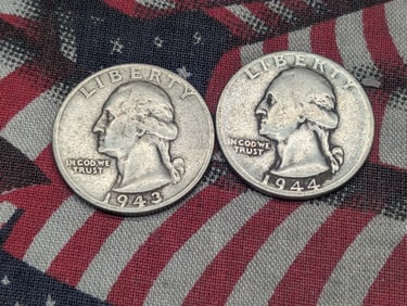 1943 & 1944 Silver Washington Quarters