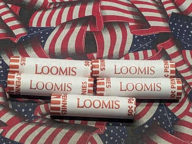 Five Rolls of 2025 BU Lincoln Shield Cents - 250 Coins Total