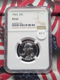 1963 Washington Quarter NGC PF67, 90% Silver