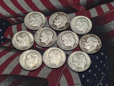 10 Roosevelt Dimes all 90% Silver