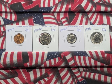 1974-P Lincoln Memorial, Jefferson Nickel, Roosevelt Dime, & Washington Quarter