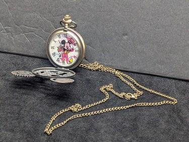 Minnie Mouse Pocket Watch, New, Works Great, Nice Gift!