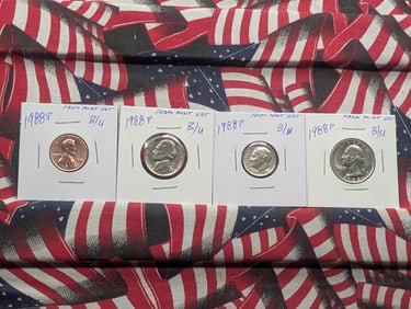 1988-P Lincoln Memorial, Jefferson Nickel, Roosevelt Dime, & Washington Quarter