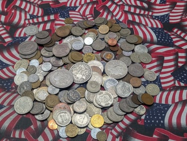 Assortment Of Foreign Coins From Many Different Countries. Coins Weigh 2 Pounds.