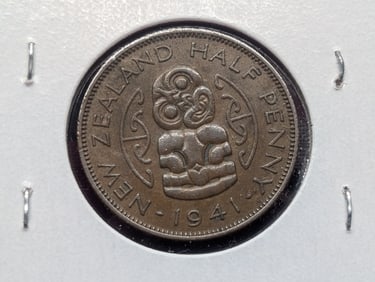 1941 New Zealand Half Penny Low Mintage.