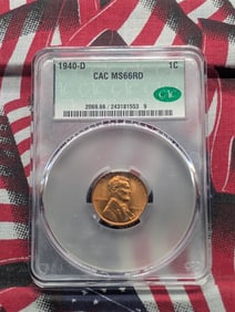 1940-D Lincoln Wheat Cent MS66 RD By CAC