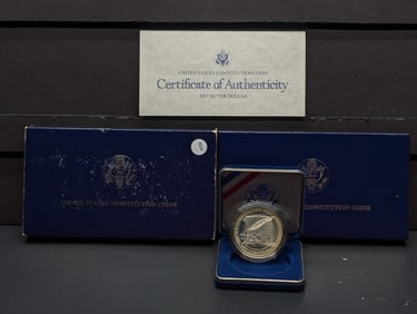 1987-S Constitution Silver Dollar in OGP w/ COA