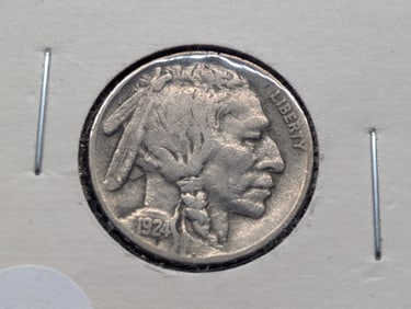 1924 Buffalo Nickel, 3/4 horn