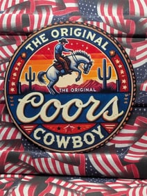 The Original COORS Cowboy, Metal Sign, 7.75x7.75 Inches-Dinner Plate Size, Perfect For Man Cave,