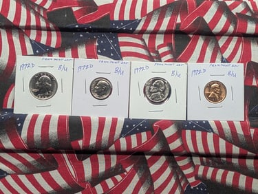 1972-D Lincoln Memorial, Jefferson Nickel, Roosevelt Dime, & Washington Quarter