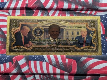 Trump-Layered in 24k Gold-2 Dollar Bill, Novelty, New