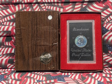 1973-S Proof - 40% Silver - Eisenhower Dollar, Sealed in Original Government Package, Brown Box