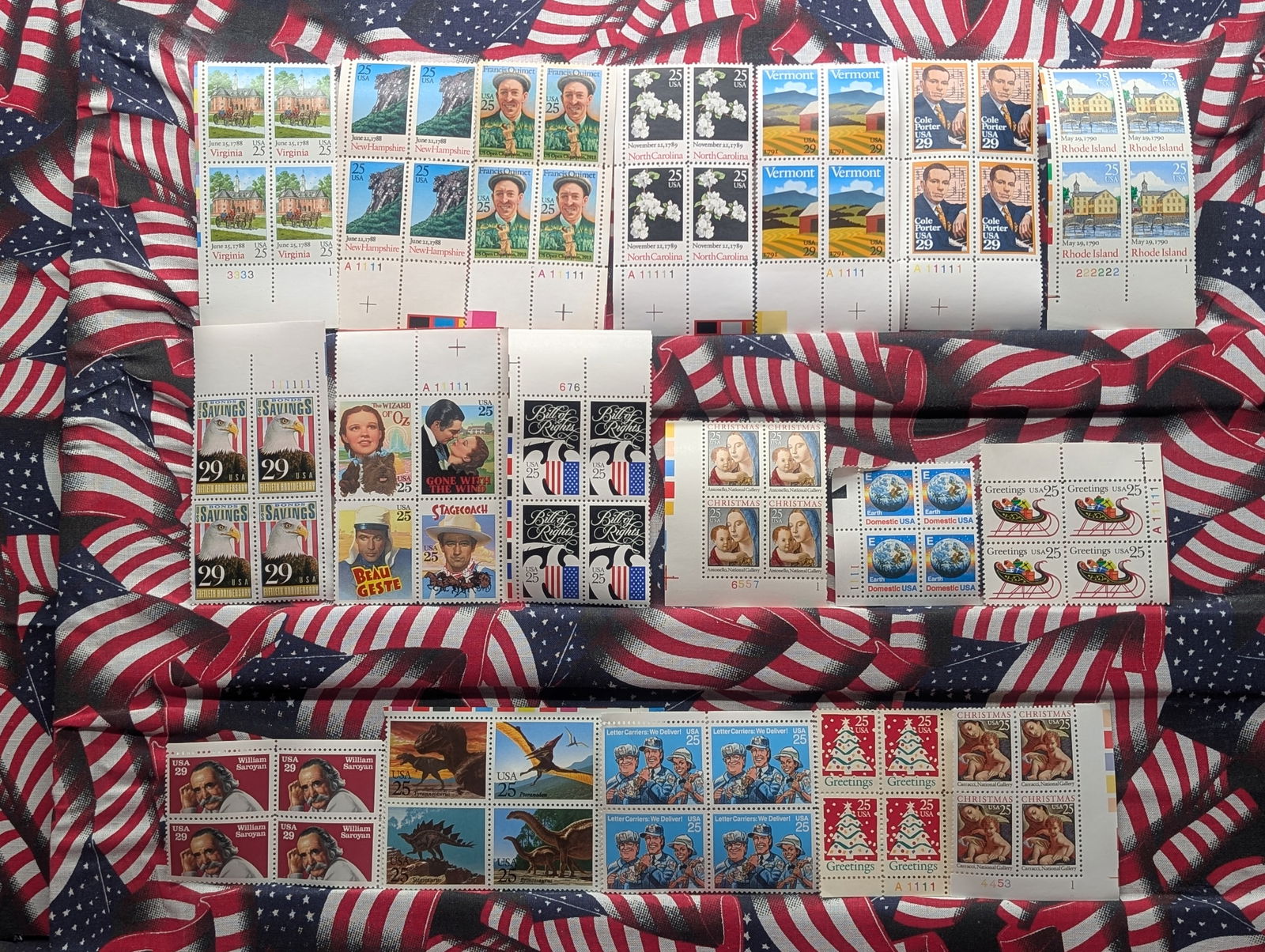 (18) Assorted Plate Block Stamps, All Mint, Original Gum, Never Hinged (1 of 11)