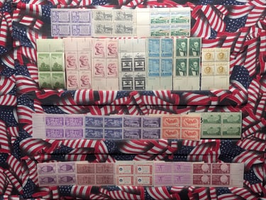 (20) Assorted Plate Block Stamps, All Mint, Original Gum, Never Hinged