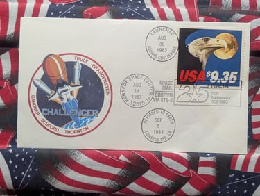 1983 Rare First Day Cachet With 3 Cancellations Of Challenger Flights, Priority Stamp