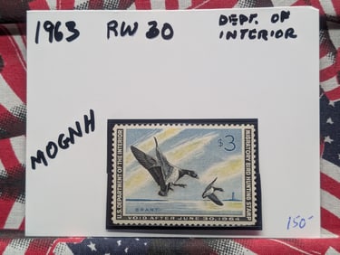 1963 Dept. Of Interior Duck Stamp, RW 30, Mint, Original Gum, Never Hinged