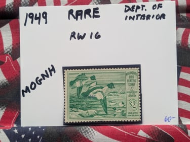 1949 Dept. Of Interior Duck Stamp, RW 16, Mint, Original Gum, Never Hinged