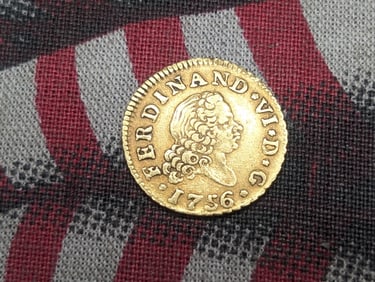 AWESOME COIN!! - 1756-JB Spain 1/2 SOLID 91.7% GOLD Escudo - AU+