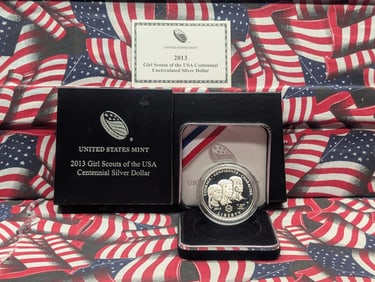 2013-W UNC Girl Scouts of the USA Centennial Commem 90% Silver Dollar in OGP w/ COA