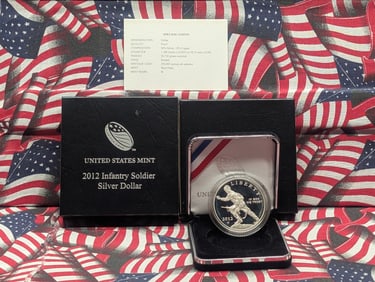 2012-W PROOF Infantry Soldier Commemorative Silver Dollar in OGP w/ COA