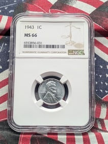 1943 Lincoln Steel Wheat Cent - NGC MS66