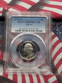 1976-S PROOF Washington Bicentennial Silver Quarter - PCGS PR69 DCAM