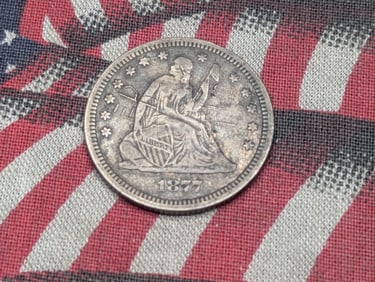 1877 w/ Motto Seated Liberty Quarter w/ Scratches & Rim Ding