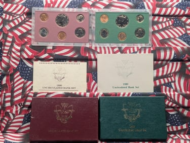 Uncirculated Bank Sets in Display Boxes w/ COA (2 PCS) - 1989 & 1990 - "Hard To Find"