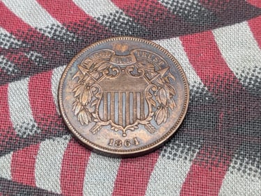 1864 Two Cent Piece - AU+