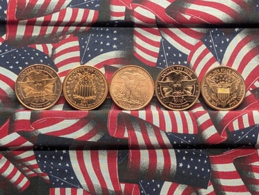 1 Oz. Each .999 FINE COPPER Various Designed Rounds (5 PCS)