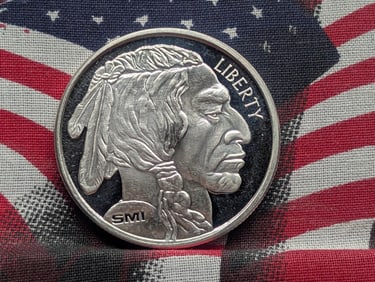1 Oz. .999 FINE SILVER Indian Head Buffalo Designed Round