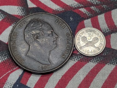 1831 Great Britain 1 Penny & 1944 New Zealand 3 Silver Pence - XF (2 PCS)