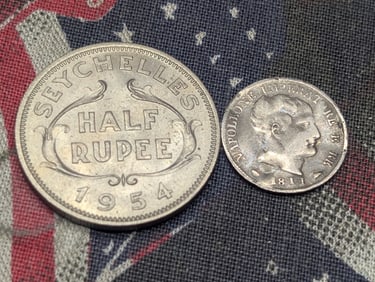 1811-M Italy 5 Silver Soldi - Napolean & 1954 Seychelles 1/2 Rupee (2 PCS)