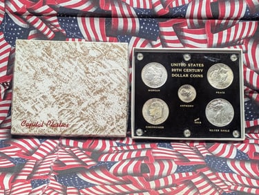 U.S. 20th Century Dollar Coin Set in Capit a l Case - Includes 1992 American Silver Eagle, 1972-S