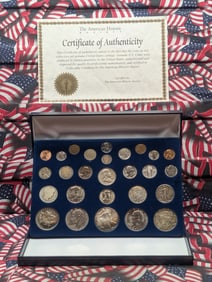 Large!! 20th Century Type Coin Collection in Display Box w/ COA - Includes American Silver Eagle,