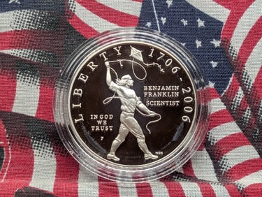 2006-P PROOF Benjamin Franklin - Scientist Commem 90% Silver Dollar in Capsule
