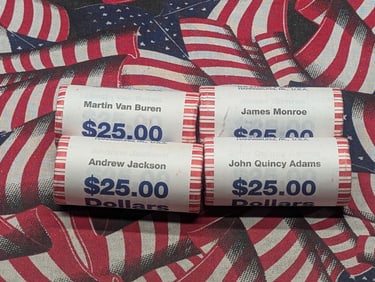 2008 Complete Set of Presidential Dollars $25 Rolls in OGW's, $100 Face Value