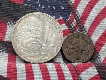 1915 Guatemala 12 1/2 Centavos & 1988-F West Germany 10 Marks, 62.5% Silver & 15.5 Gr. (2 PCS)