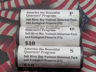 2020 P, D, & S Complete Set of $10 Rolls of Salt River Bay National Historical Park (VI) America The