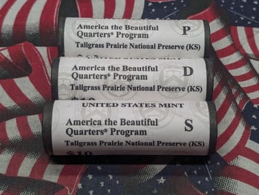 2020 P, D, & S Complete Set of $10 Rolls of Tallgrass Prairie National Preserve (KS) America The