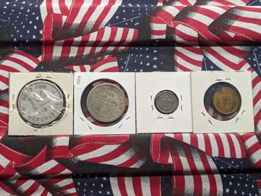 4 Rare Coal Tokens, Clear Fork Coal Fonde KY, Holt Bros Mining McHenry KY, Newport Rolling Mill