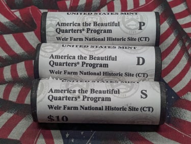 2020 P, D, & S Complete Set of $10 Rolls of Weir Farm National Historic Site (CT) America The