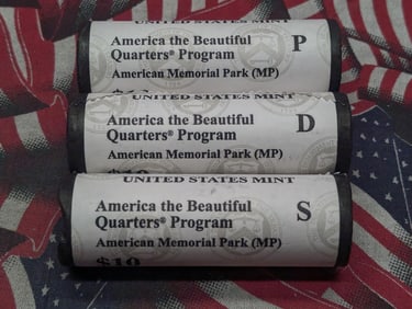 2019 P, D, & S Complete Set of $10 Rolls of American Memorial Park (MP) America The Beautiful