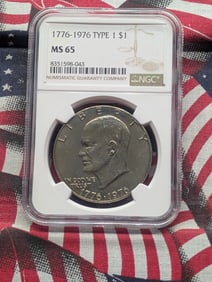 1776-1976 Type 1 Bicentennial Eisenhower Dollar - NGC MS65