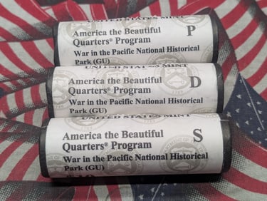 2019 P, D, & S Complete Set of $10 Rolls of War In The Pacific National Historical Park (Guam)